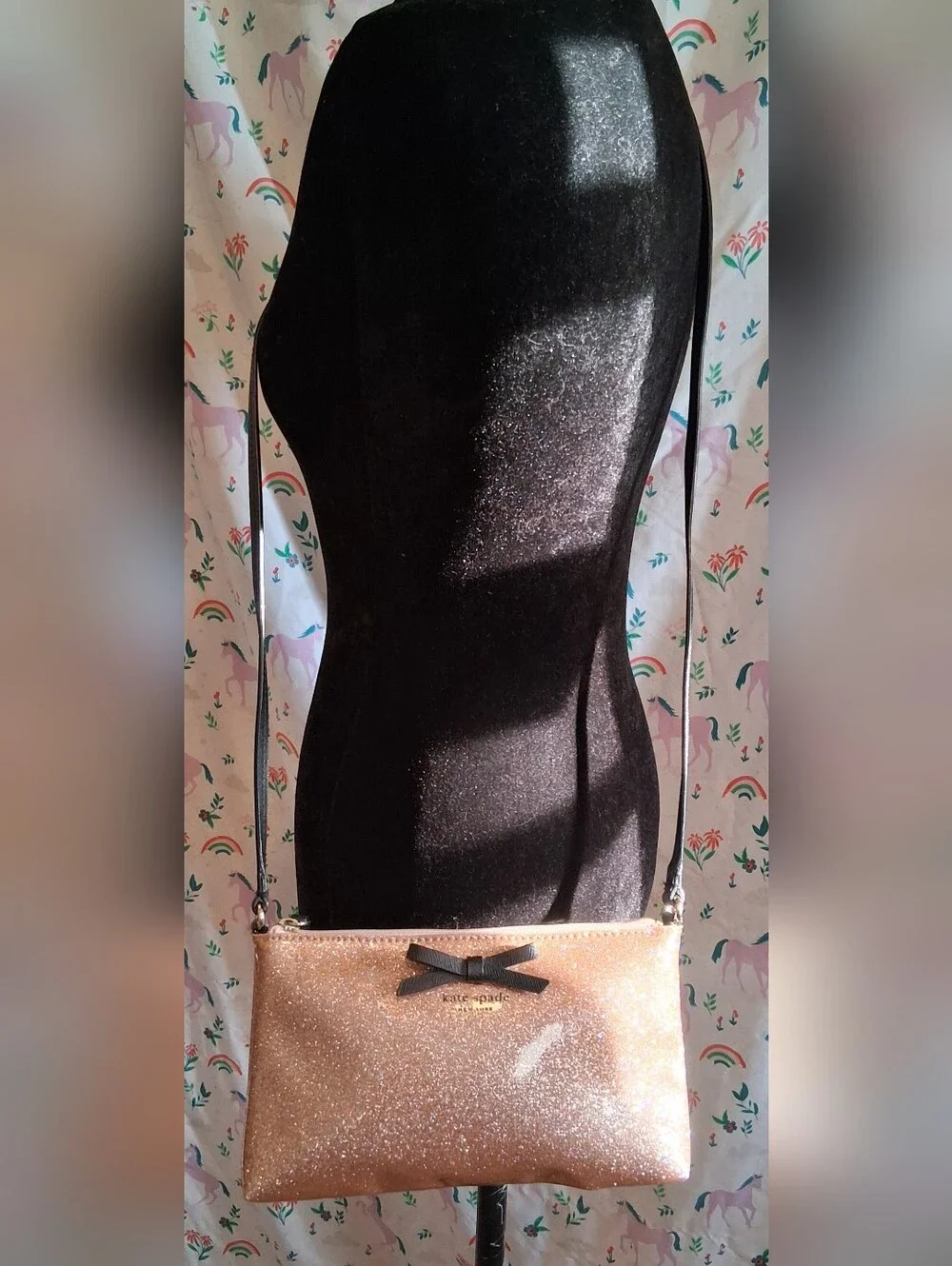 NWOT Kate Spade Mavis Street Amy Blush Pink Sparkle Casual Crossbody Purse Bag